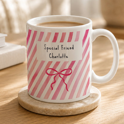 Personalised Striped Bow Mug