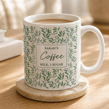 Personalised Leafy Pattern Mug