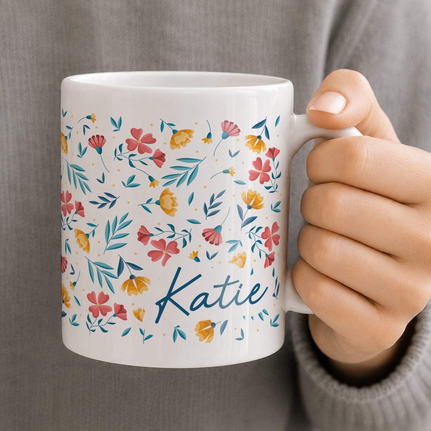 Personalised Bright Floral mug