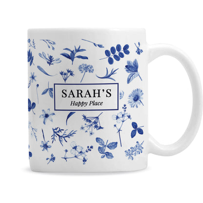 Personalised Blue Floral mug