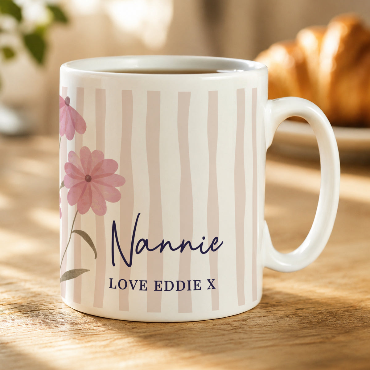 Personalised Floral Stripe Mug