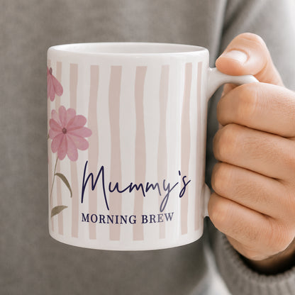 Personalised Floral Stripe Mug