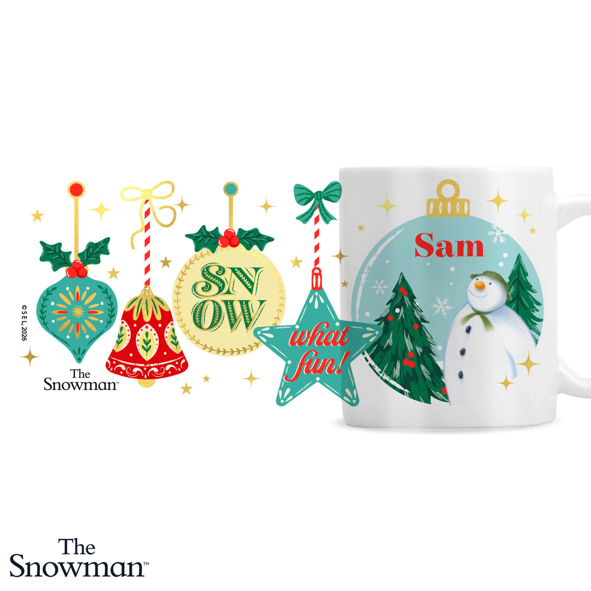 Personalised The Snowman Christmas Wishes Mug