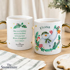 Personalised The Snowman Christmas Wishes Gold Handle Mug