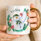 Personalised The Snowman Christmas Wishes Gold Handle Mug