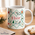 Personalised The Snowman Christmas Wishes Pattern Mug