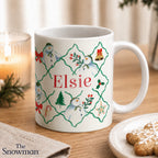 Personalised The Snowman Christmas Wishes Pattern Mug
