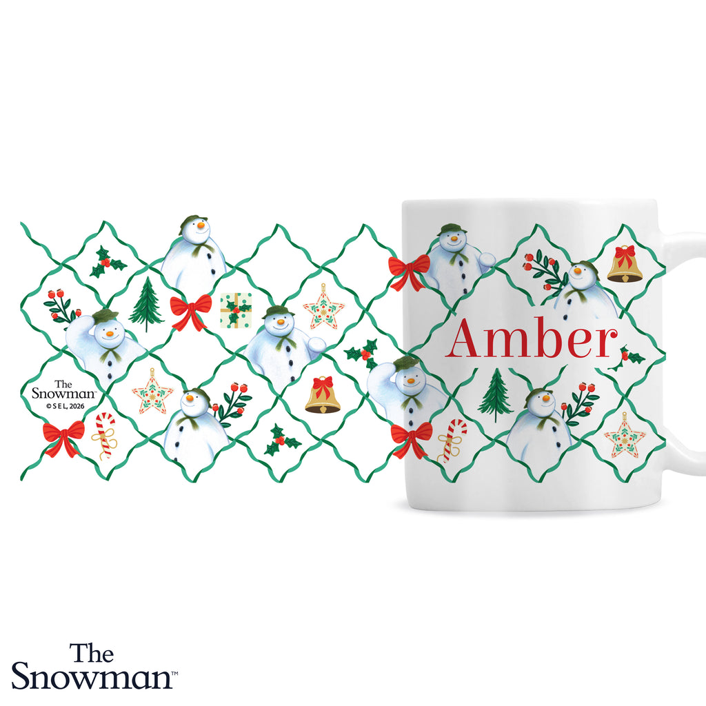 Personalised The Snowman Christmas Wishes Pattern Mug