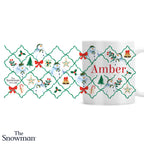 Personalised The Snowman Christmas Wishes Pattern Mug