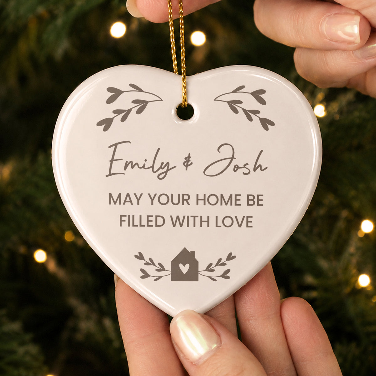 Personalised Little House Ceramic Heart Decoration
