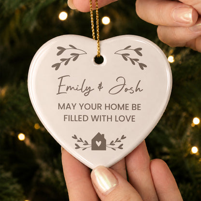 Personalised Little House Ceramic Heart Decoration