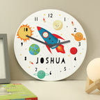 Personalised Rocket in Space Large Wooden Clock