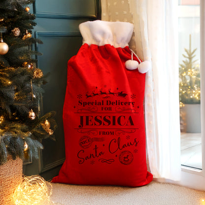 Personalised Special Delivery Red Sack