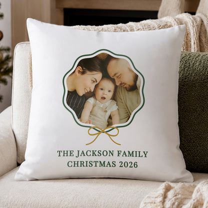 Personalised Scallop Bow Photo Upload Cushion