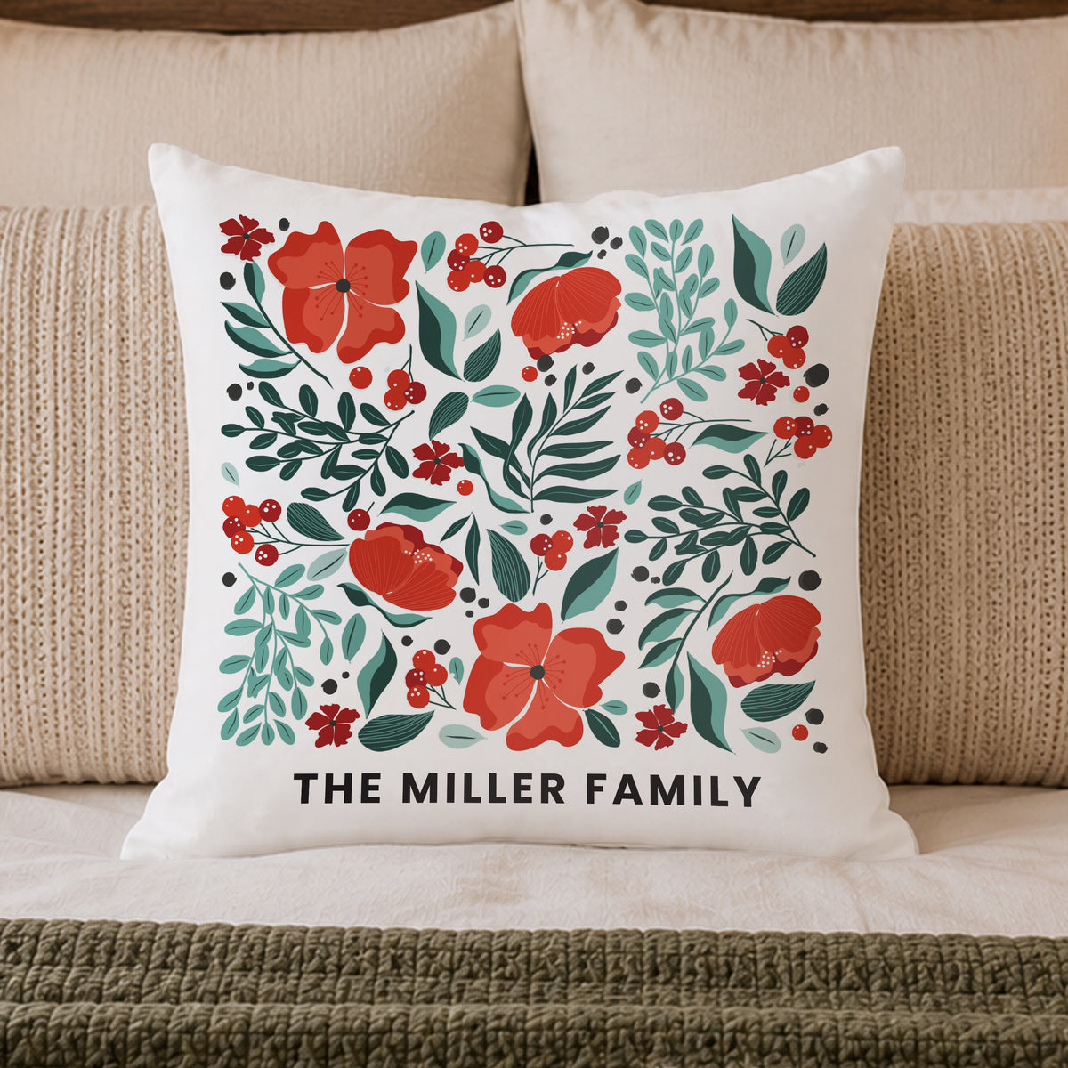 Personalised Poinsettia Cushion