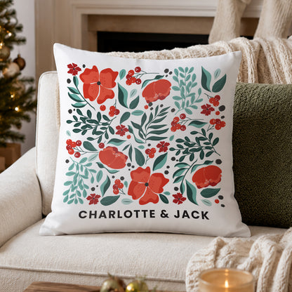 Personalised Poinsettia Cushion