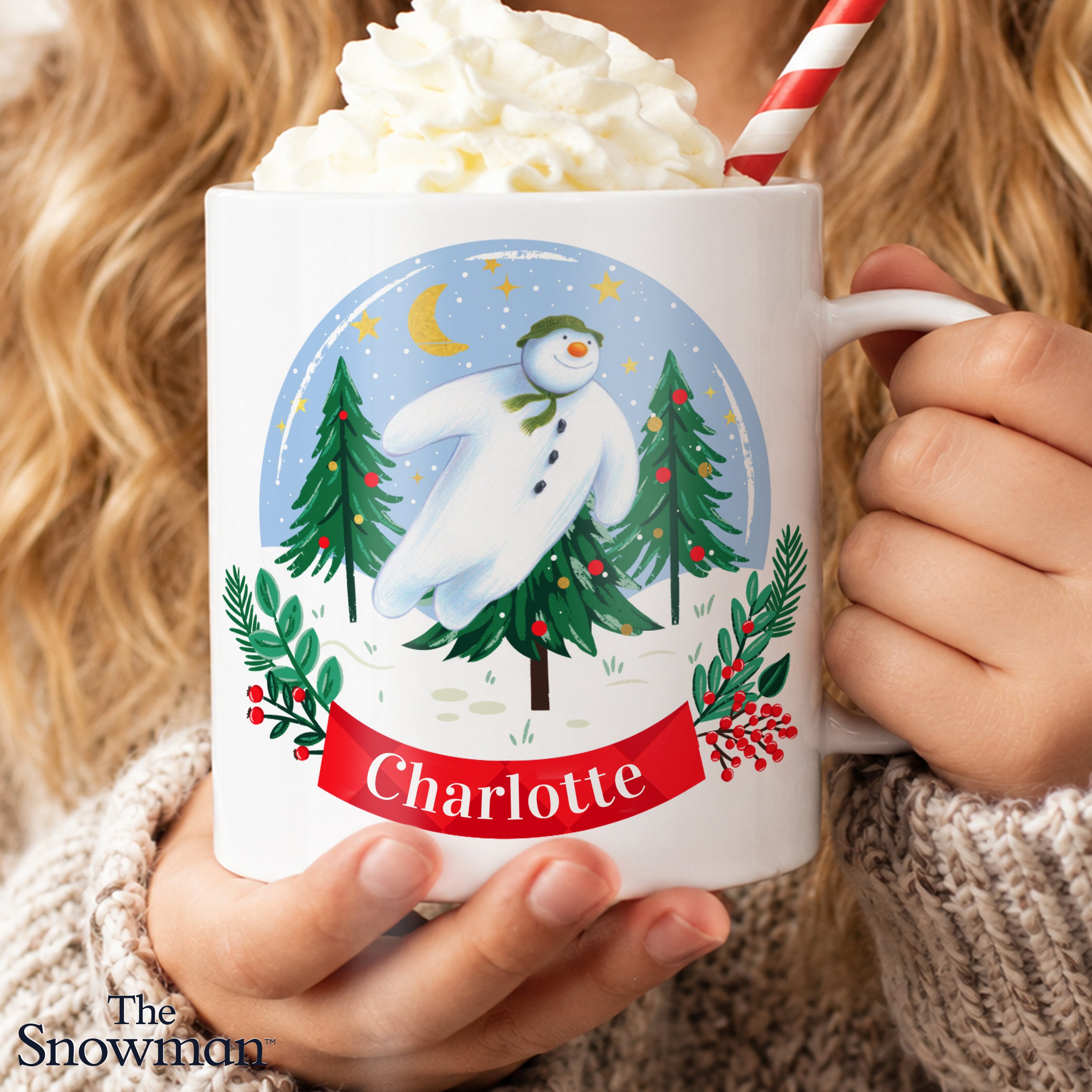 Personalised The Snowman Christmas Wishes Plastic Mug