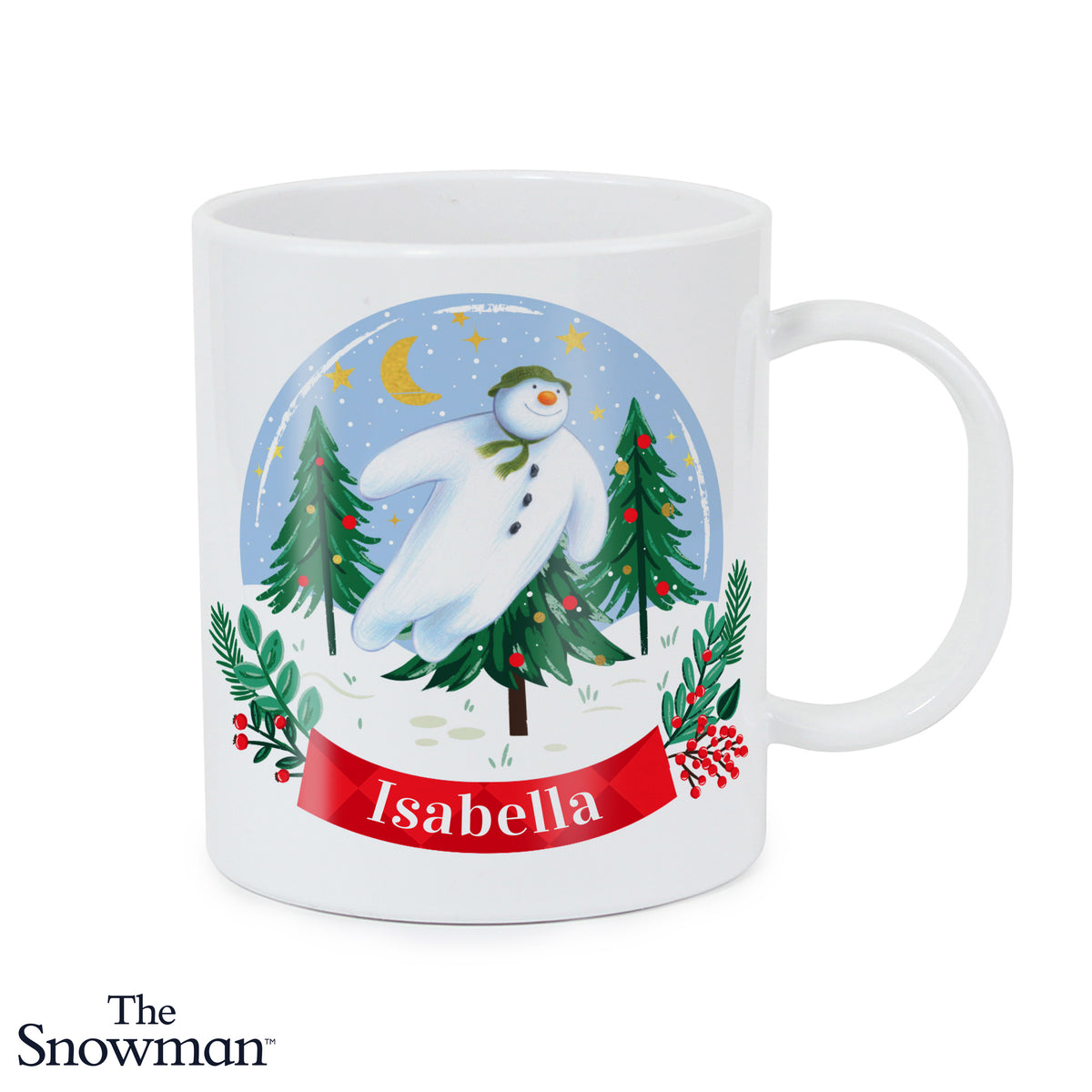 Personalised The Snowman Christmas Wishes Plastic Mug