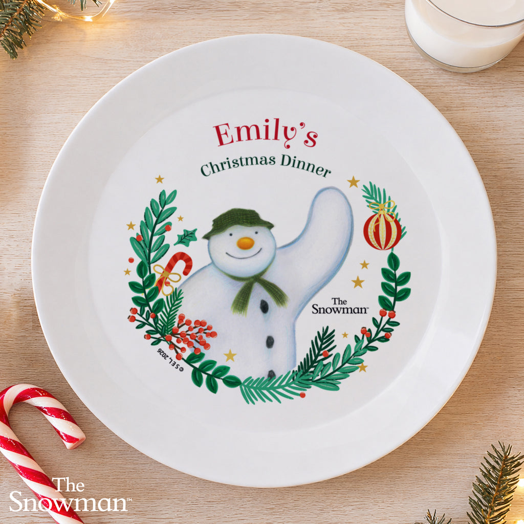 Personalised The Snowman Christmas Wishes Plastic Plate