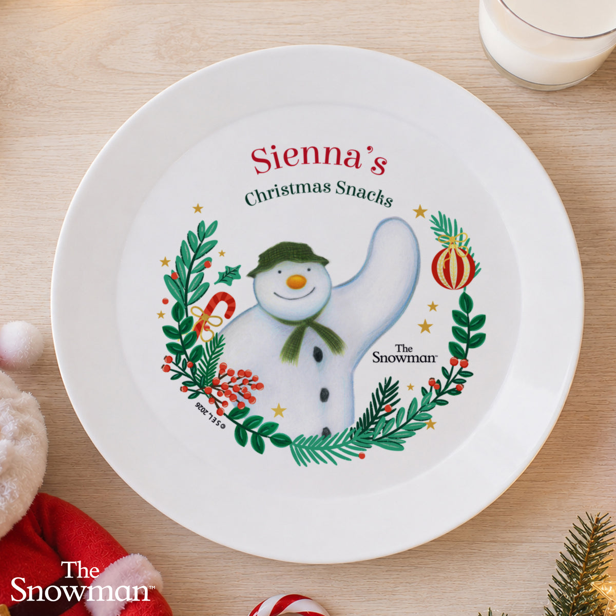 Personalised The Snowman Christmas Wishes Plastic Plate