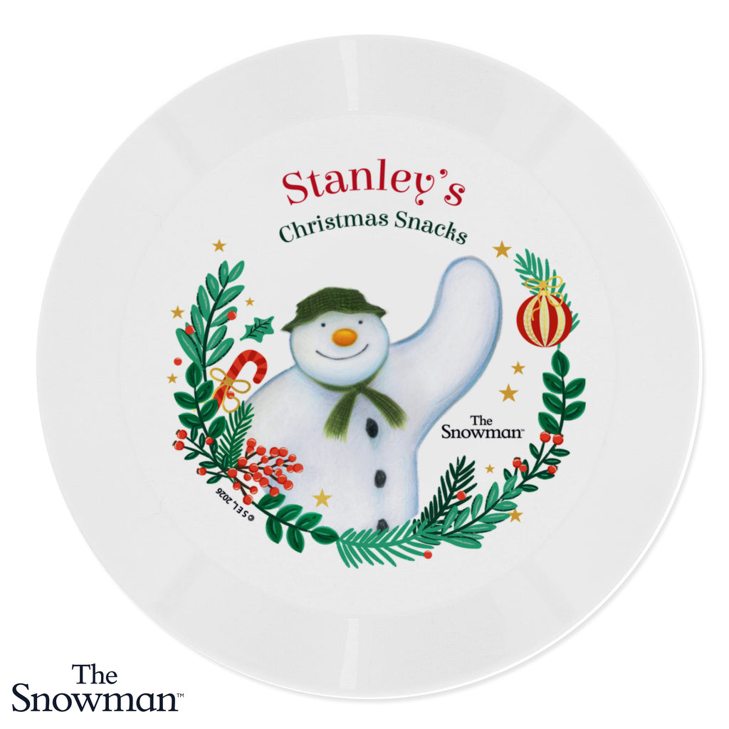 Personalised The Snowman Christmas Wishes Plastic Plate