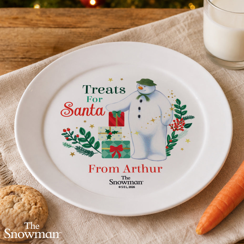 Personalised The Snowman Christmas Wishes Treats For Santa Plastic Plate