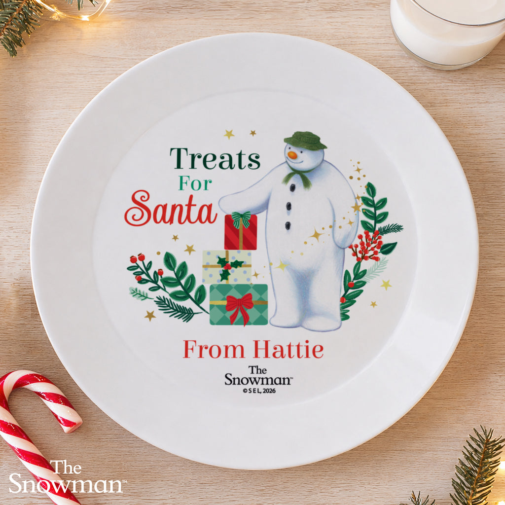 Personalised The Snowman Christmas Wishes Treats For Santa Plastic Plate
