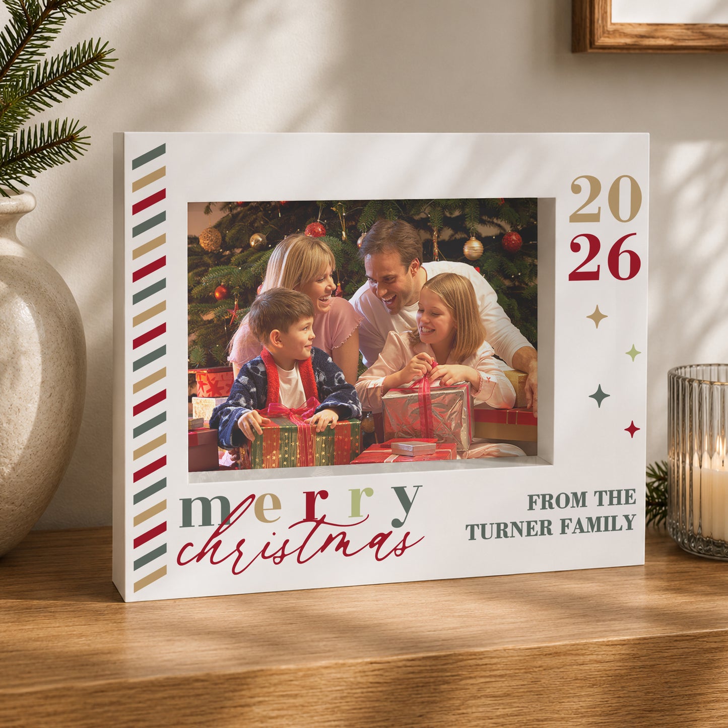 Personalised Merry Christmas 5x7 Box Photo Frame