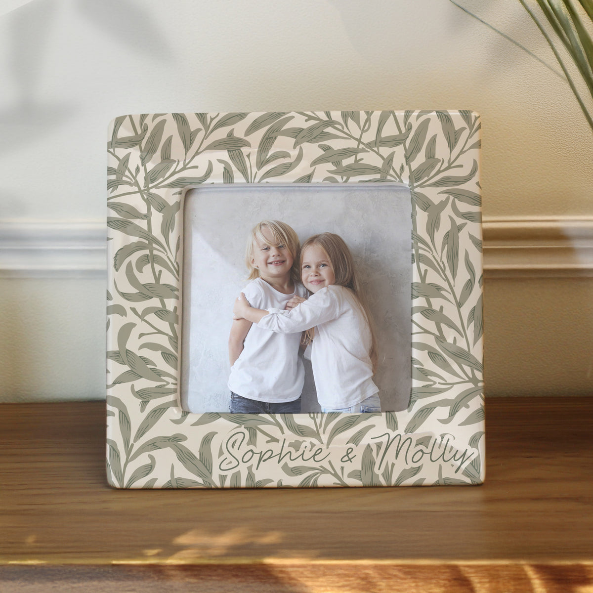 Personalised Leaf Print Ceramic 4x4 Frame