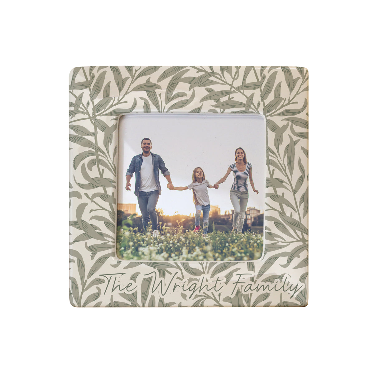 Personalised Leaf Print Ceramic 4x4 Frame