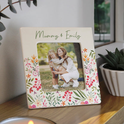 Personalised Floral Ceramic 4x4 Frame