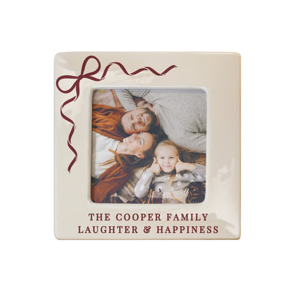 Personalised Red Bow Ceramic 4x4 Frame