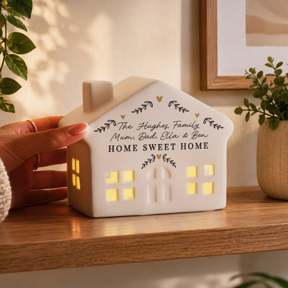 Personalised Black and Gold Wreath LED House
