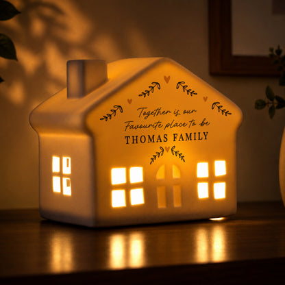 Personalised Black and Gold Wreath LED House