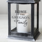 Personalised The Family Rustic Black Lantern