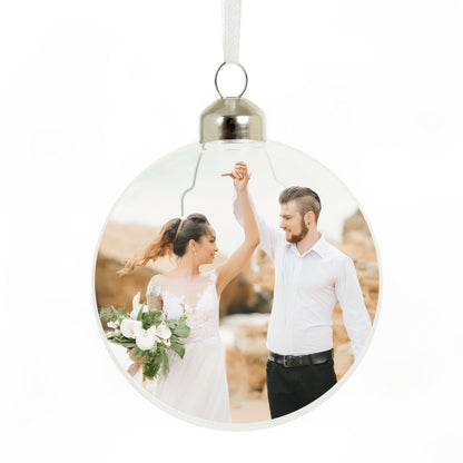 Personalised Photo Upload Glass Bauble