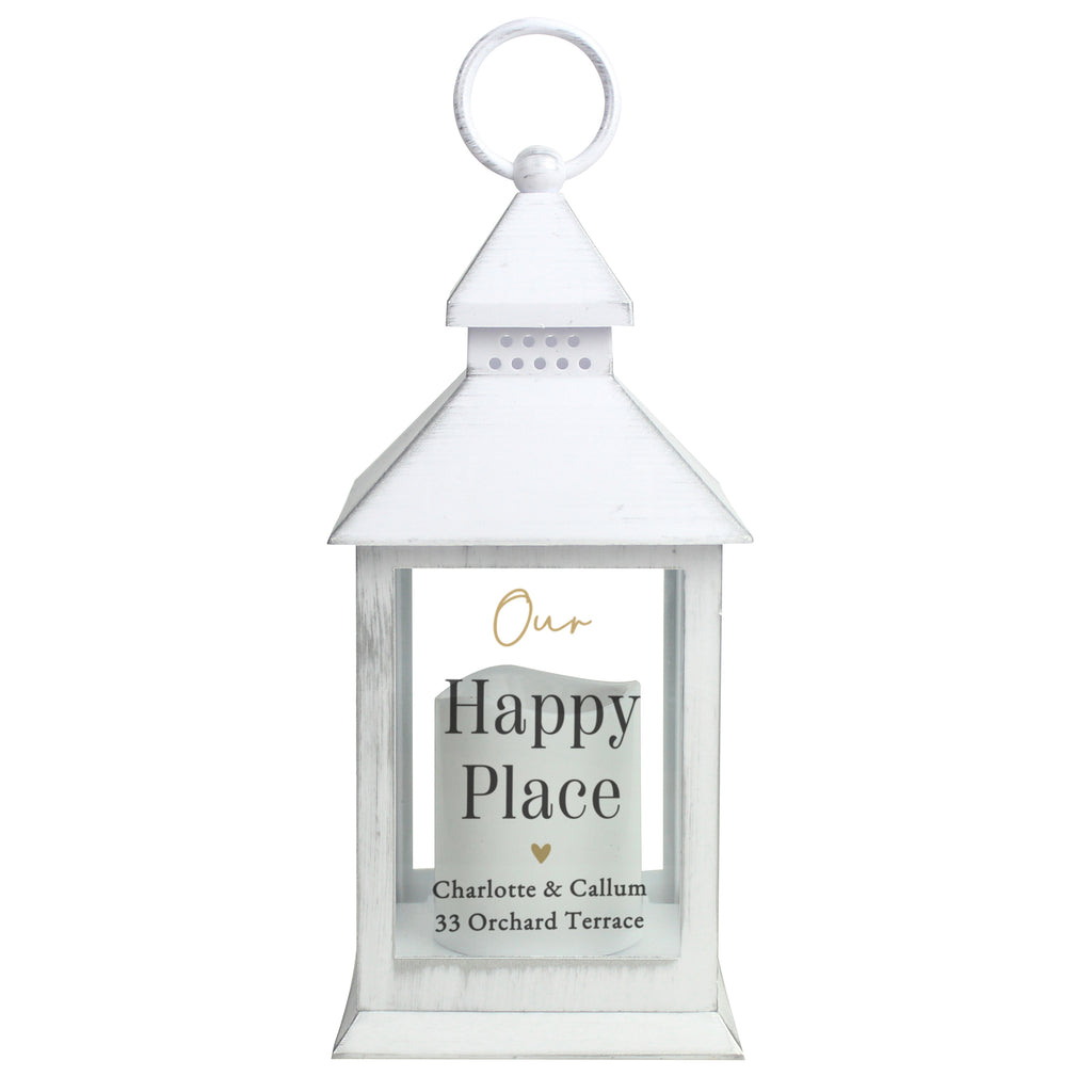 Personalised Black & Gold Free Text White Lantern