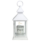 Personalised Black & Gold Free Text White Lantern