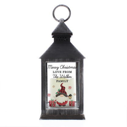 Personalised Christmas Gonk Black LED Lantern