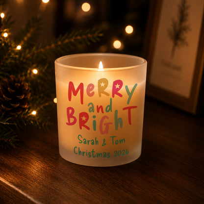 Personalised Merry & Bright Candle Jar