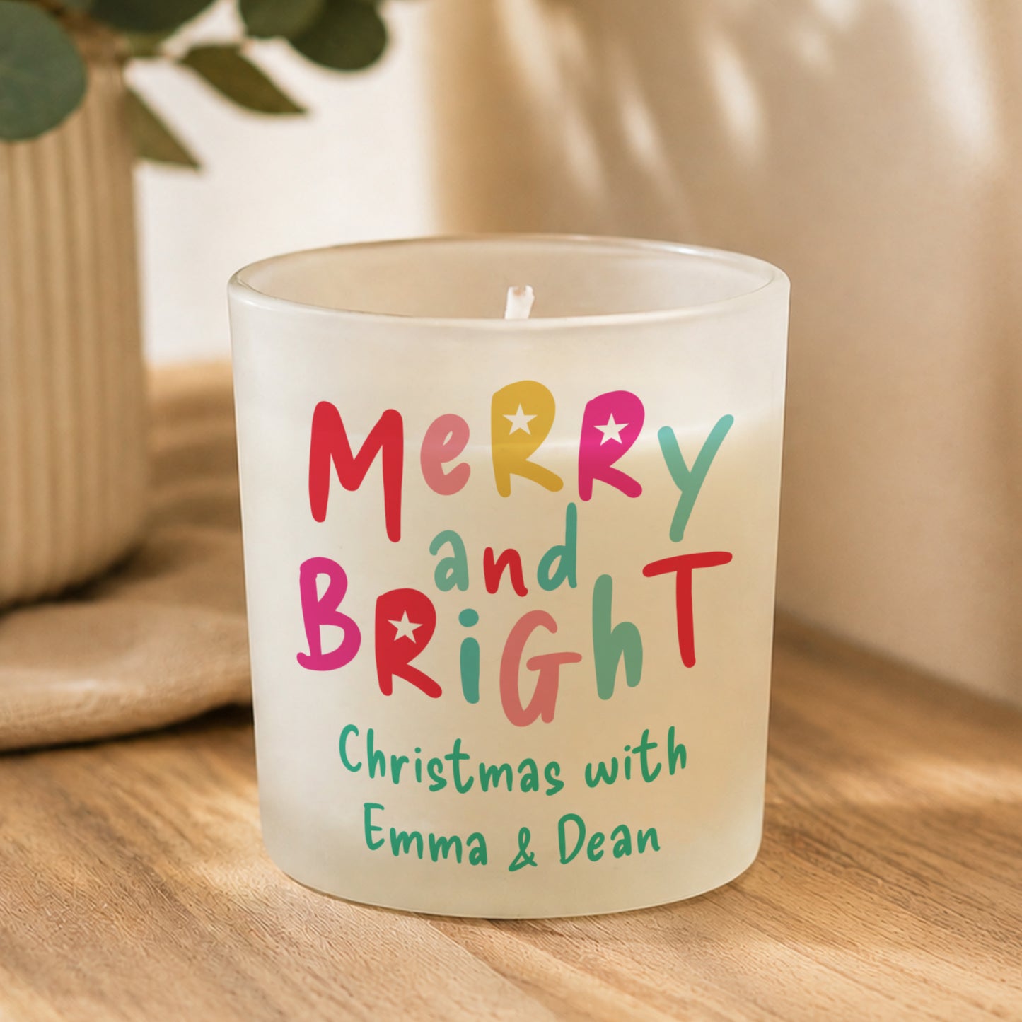 Personalised Merry & Bright Candle Jar