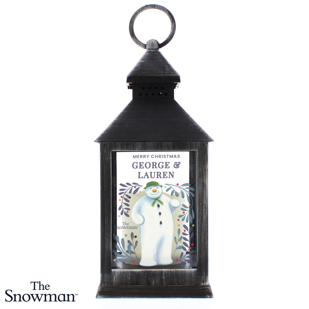 Personalised The Snowman Botanical Black Lantern
