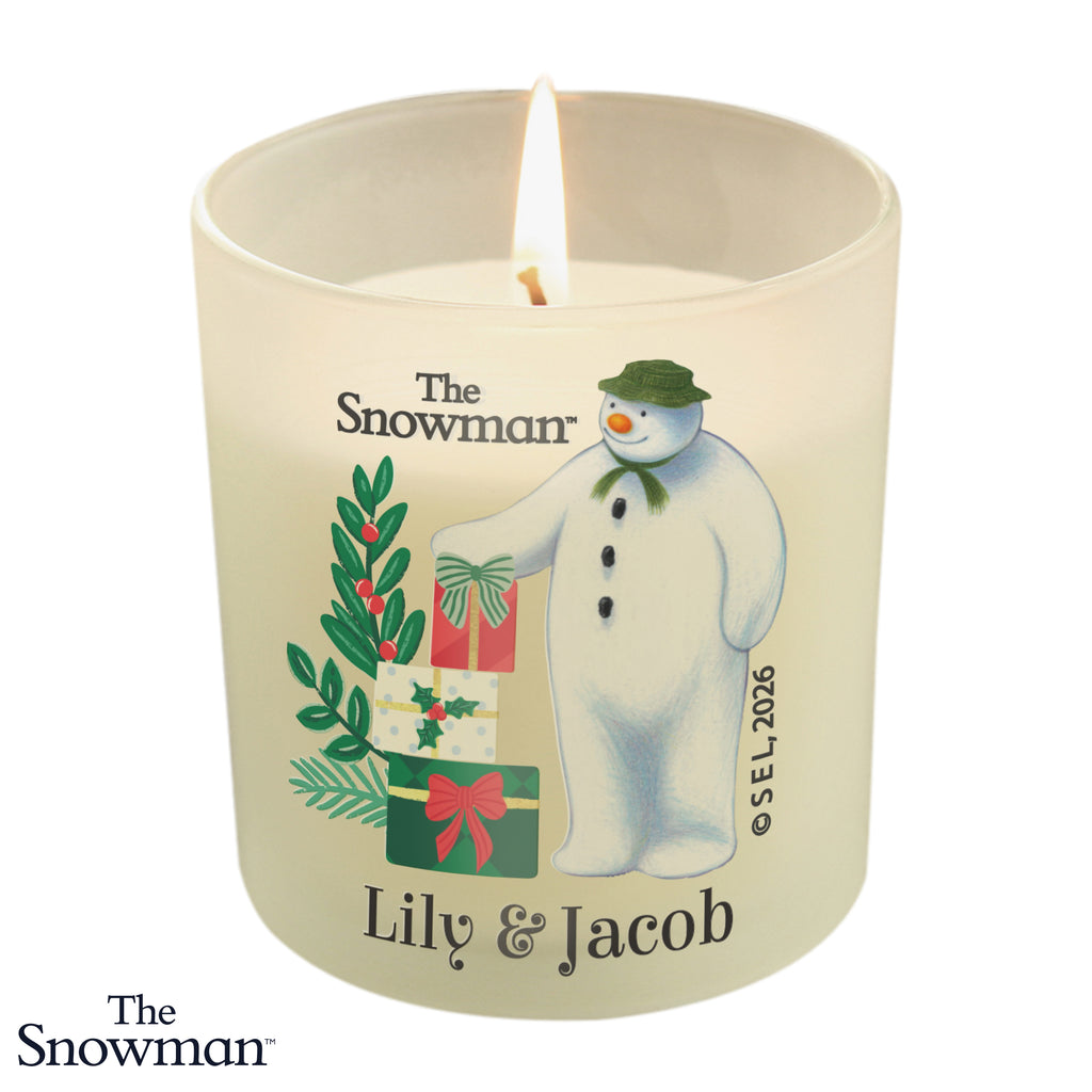Personalised The Snowman Christmas Wishes Frosted Candle Jar