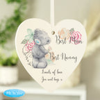 Personalised Me to You Floral Wooden Heart Decoration