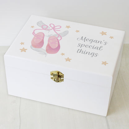 Personalised Swan Lake Ballet White Wooden Keepsake Box