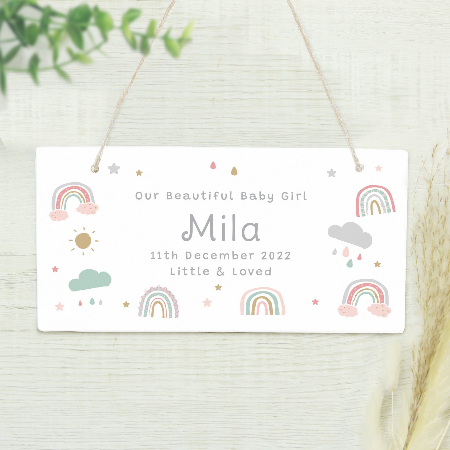 Personalised Pastel Rainbow Wooden Sign