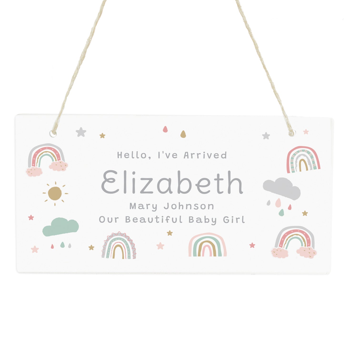 Personalised Pastel Rainbow Wooden Sign