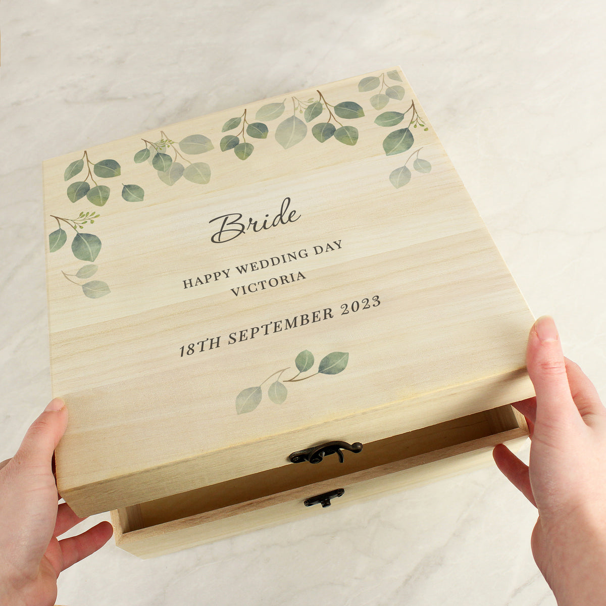 Personalised Botanical Wooden Keepsake box