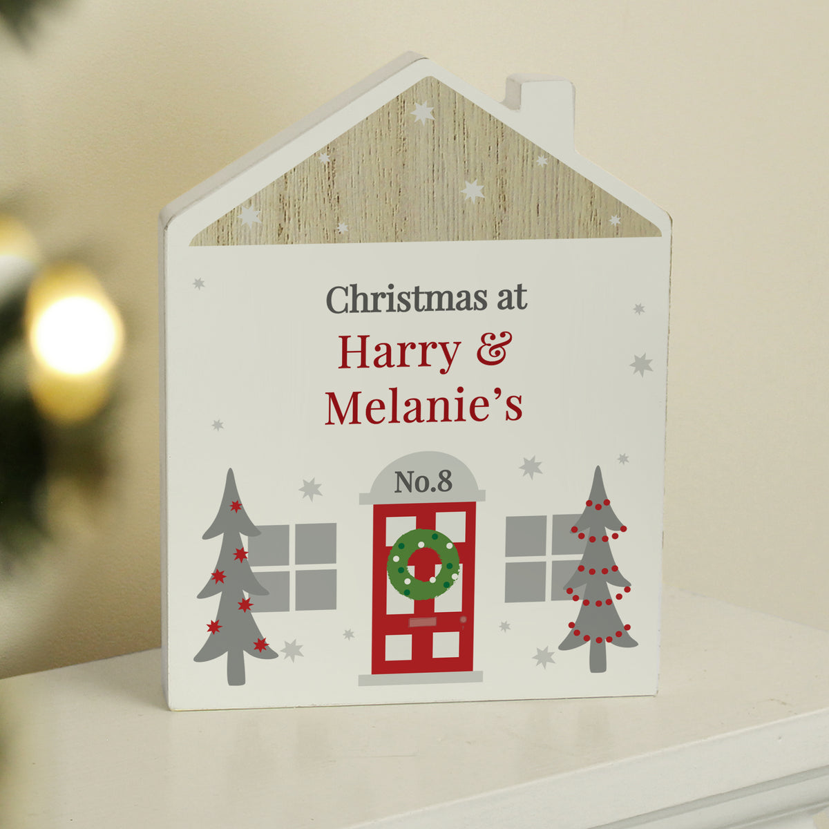 Personalised Christmas Wooden House Ornament