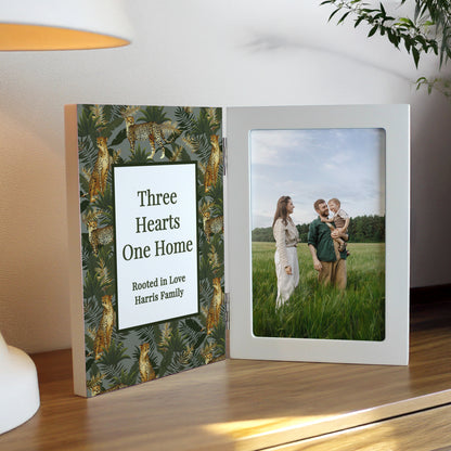 Personalised Leopard Print Wooden Hinged 6x4 Photo Frame